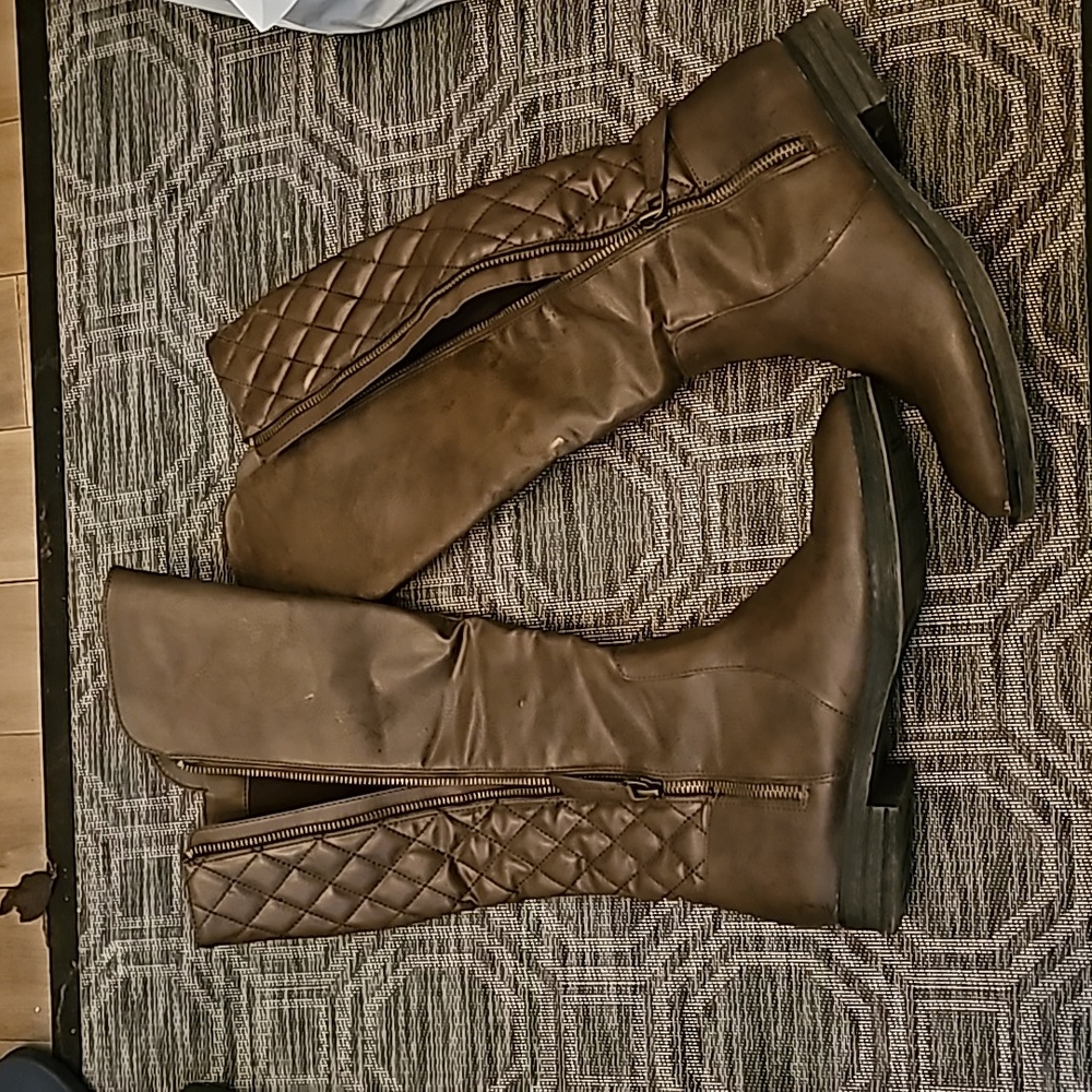 Brown tall leather boots